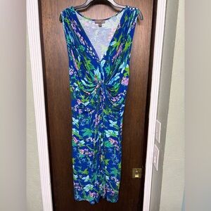 Floral Blue Sleeveless Dress